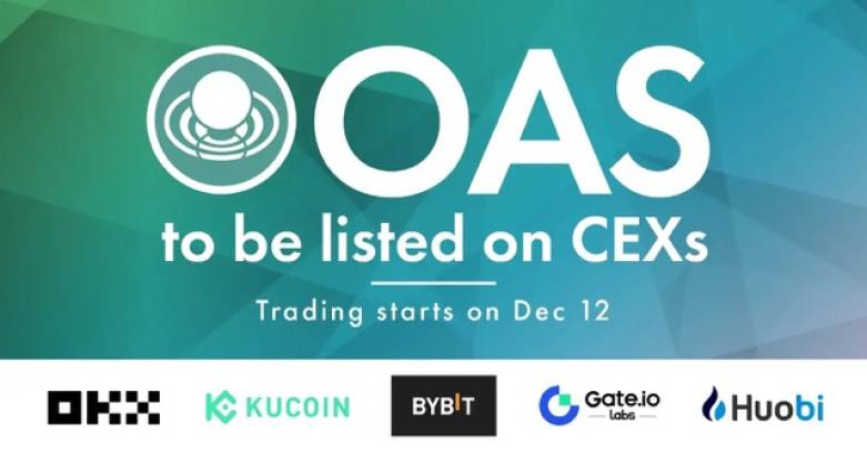 Oasysのネイティブトークンが12月12日からCEXで取引開始