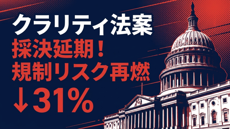 クラリティ法案（CLARITY Act）、上院採決は7月20日週へ持ち越し——新テキスト遅延で2026年成立確率31%まで低下、GameFi・DeFiに規制リスク再燃