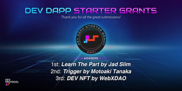 DEVプロトコルが開発者助成金「Dev Dapp Starter Grants」の採択プロジェクトを発表